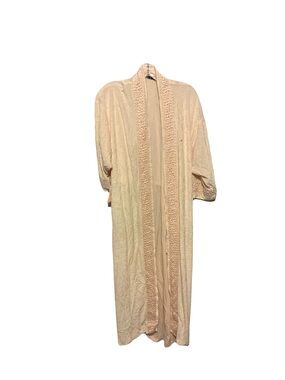 Vintage Christian Dior Pink Velour Lounge Robe Petite Women’s Floral Lace Trim